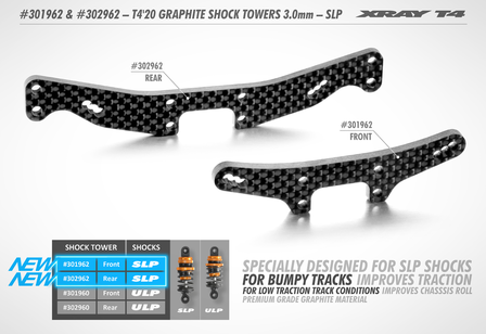 Xray T4&#039;20 SLP GRAPHITE SHOCK TOWER FRONT 3.0MM - 301962