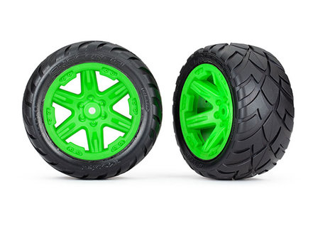 Tires &amp; wheels, assembled, glued (2.8&#039;) (RXT green wheels, Anaconda tires, foam inserts) (2WD electric rear) (2) (TSM ra