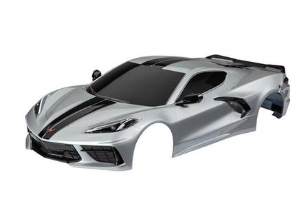 Traxxas Body, Chevrolet Corvette Stingray, Complete (silver) (painted, Decals Applied) (includes Side Mirrors, Spoiler, Grilles, Vents, &amp; Clipless Mounting) - 9311T