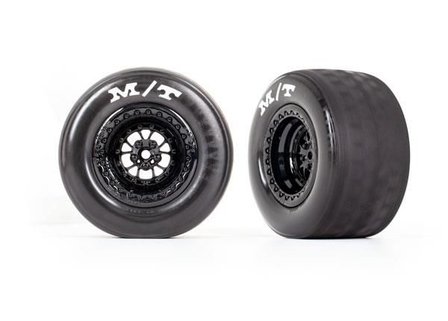 Traxxas Tires &amp; Wheels, Assembled, Glued (weld Gloss Black Wheels, Tires, Foam Inserts) (rear) (2) - 9475