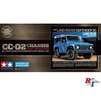 TAMIYA 47478 1/10 R/C 1990 Land Rover Defender (Light Blue Painted Body) (CC-02)