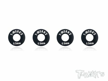 T-Work&#039;s Aluminum 5mm Bore Wheel Shim 0.5mm (4pcs, Black)