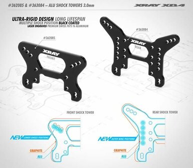 XRAY 362085 ALU SHOCK TOWER FRONT 3.0MM - SWISS 7075 T6