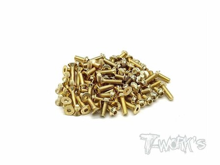 T-Work&acute;s Gold Plated Steel UFO Screw Set for Xray X4F (105)