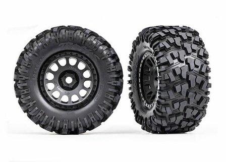 Traxxas Tires &amp; Wheels, Assembled, Glued (xrt Race Black Wheels, Maxx At Tires, Foam Inserts) (left &amp; Right) - 7875