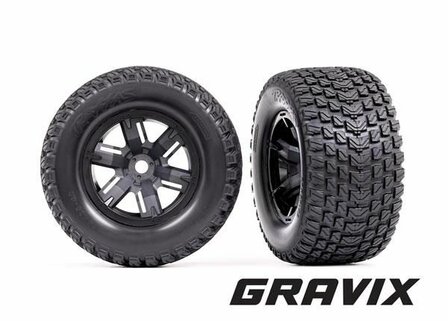 Traxxas Tires &amp; Wheels, Assembled, Glued (x-maxx Black Wheels, Gravix Tires, Foam Inserts) (left &amp; Right) - 7877
