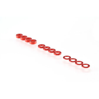 RUDDOG 3mm Washer Set Red (0.5mm/1.0mm/2.0mm)