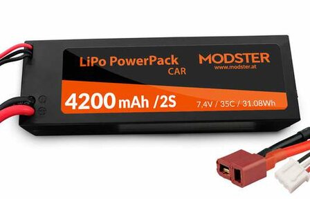 MODSTER LiPo Battery 2S 7,4V 4200 mAh 35C (T-Plug) PowerPack Car Hardcase