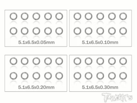 T-Work&acute;s Shim Washer Set 5,0mm 0,05/0,1/0,2/0,3mm (10ea)