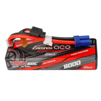 Gens Ace G-tech 8000mah 2s1p 7.6v 60c High Voltage Lipo Battery With Ec5 Plug - 802S60E5GT