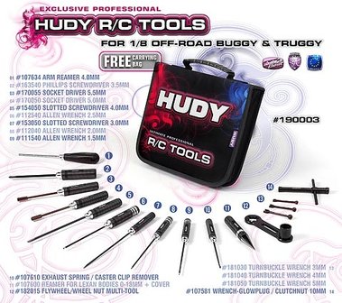 HUDY Set of Tools + Carrying Bag - for 1/8 Off-Road - 190003