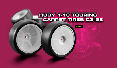 HUDY 1/10 TC CARPET TIRES C3-28 (4) - 803053