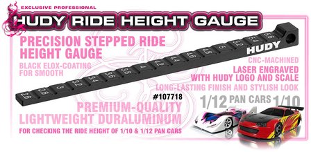 HUDY Ride Height Gauge Stepped 1/10 &amp; 1/12 Pan Cars - 107718