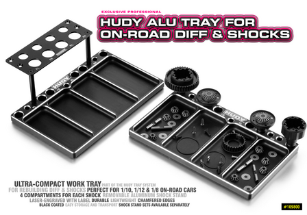 HUDY ALU TRAY FOR ON-ROAD DIFF &amp; SHOCKS - 109800