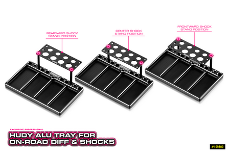 HUDY ALU TRAY FOR ON-ROAD DIFF &amp; SHOCKS - 109800