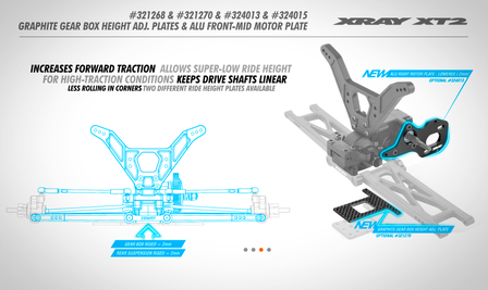 XRAY GRAPHITE GEAR BOX HEIGHT ADJUSTMENT PLATE 2.2MM - 321268