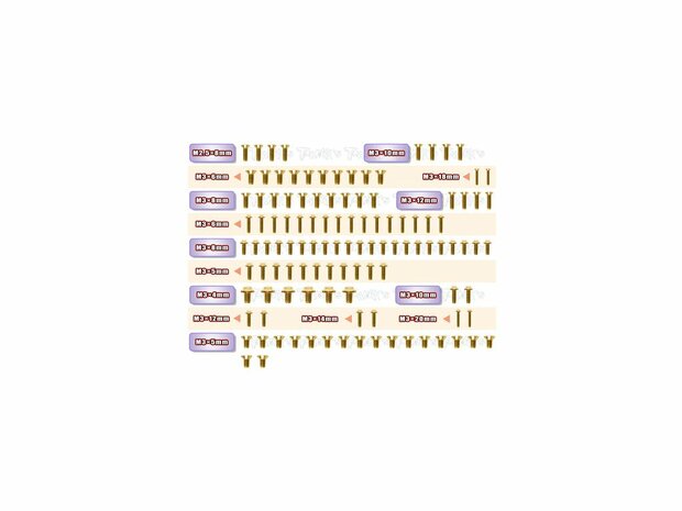 T-Work´s Gold Plated Steel UFO Screw Set for Xray X4F (105)