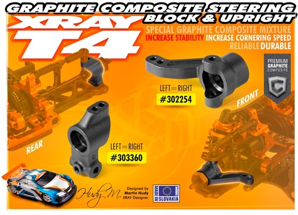 XRAY COMPOSITE STEERING BLOCK - GRAPHITE - 302254