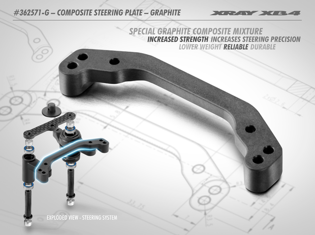 XRAY XB4 Composite Steering Plate - Graphite - 362571-G