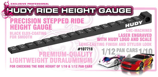 HUDY Ride Height Gauge Stepped 1/10 & 1/12 Pan Cars - 107718