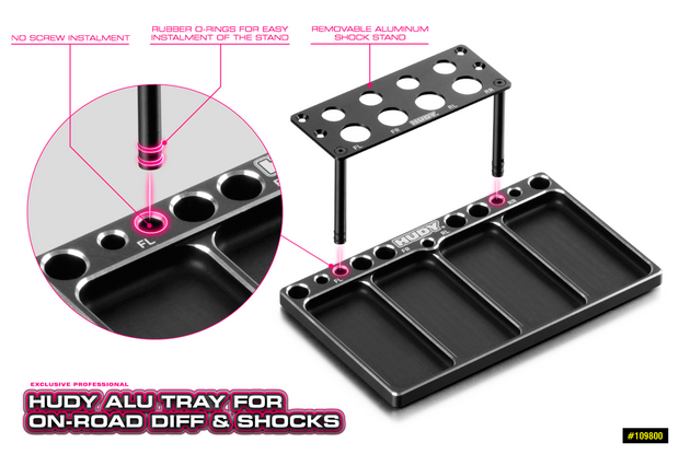 HUDY ALU TRAY FOR ON-ROAD DIFF & SHOCKS - 109800