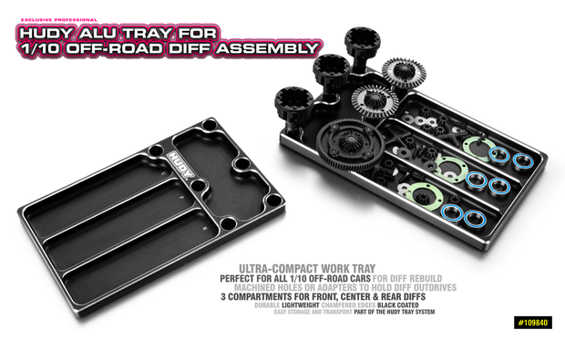 HUDY ALU TRAY FOR 1/10 OFF-ROAD DIFF ASSEMBLY - 109840