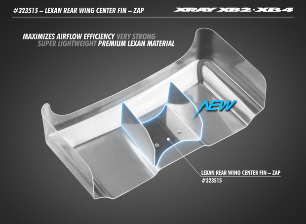 XRAY LEXAN REAR WING CENTER FIN - ZAP (2) - 323515