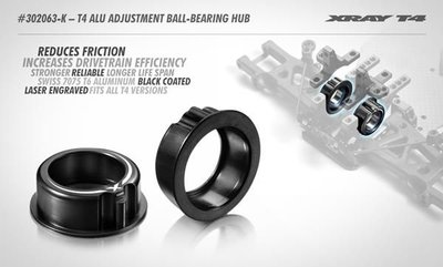 Xray T4 Alu Adjustment Ball-bearing Hub - Black - 302063-K