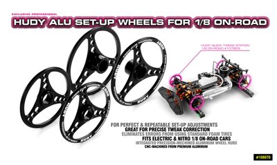 Hudy Alu Set-up Wheel For 1/8 On-road (4) - 108070