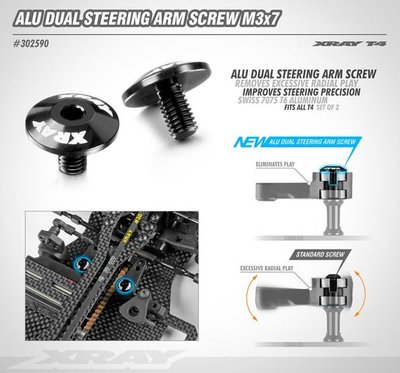 Xray Alu Dual Servo Saver Screw M3x7 - Swiss 7075 T6 (2) - 302590