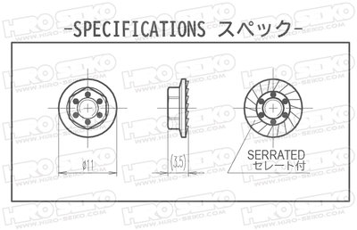Hiro Seiko 4mm Alloy Serrated Wheel Nut -11mm Thin Type (Orange, 4pcs)