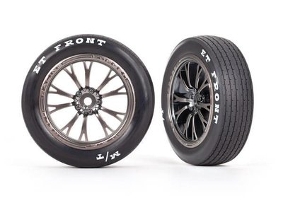 Traxxas Tires & Wheels, Assembled, Glued (weld Satin Black Chrome Wheels, Tires, Foam Inserts) (front) (2) - 9474A