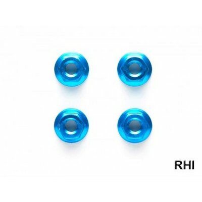 TAMIYA 42143, TRF 4mm/M4 Alu Serrated Whell Nut blue (4)