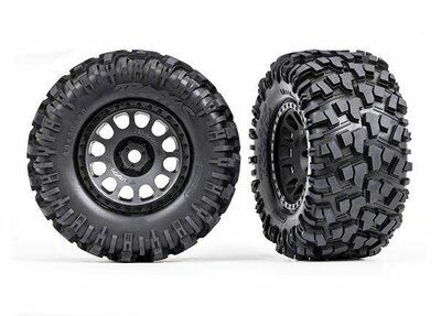 Traxxas Tires & Wheels, Assembled, Glued (xrt Race Black Wheels, Maxx At Tires, Foam Inserts) (left & Right) - 7875