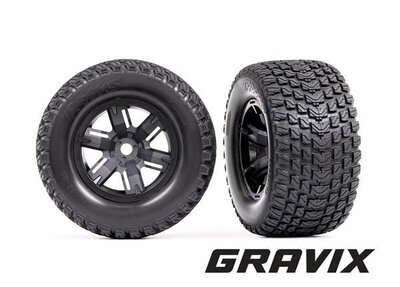 Traxxas Tires & Wheels, Assembled, Glued (x-maxx Black Wheels, Gravix Tires, Foam Inserts) (left & Right) - 7877