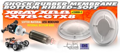 Xray Xb8 Shock Rubber Membrane Bottom Ribbed - Soft (4), X358084-s - 358084-S