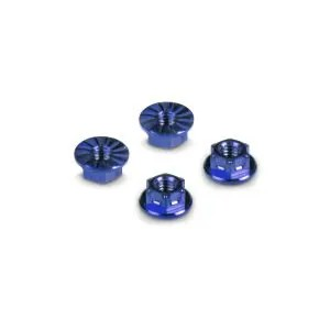 Hudy Titanium Nut M4 With Serrated Flange - Blue (4) - 296542-B