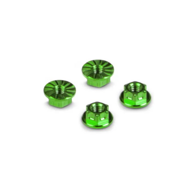 Hudy Titanium Nut M4 With Serrated Flange - Green (4) - 296542-G