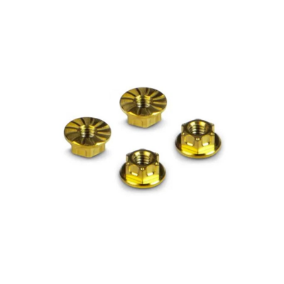 Hudy Titanium Nut M4 With Serrated Flange - Gold (4) - 296542-Y