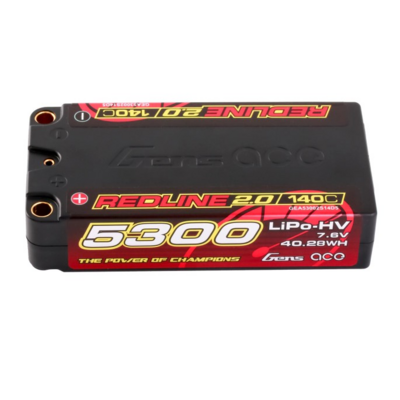 Gens Ace Redline 2.0 Series 5300mah 2s2p 7.6v 140c Hardcase Hv Lipo Battery Pack With Hardcase 64# - 53002S14D5