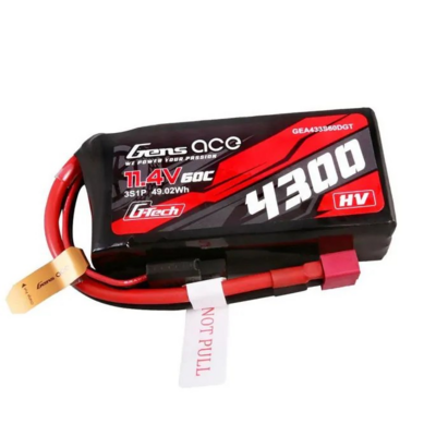 Gens Ace G-tech 4300mah 3s1p 11.4v 60c Lipo Battery With T-plug - 433S60DGT