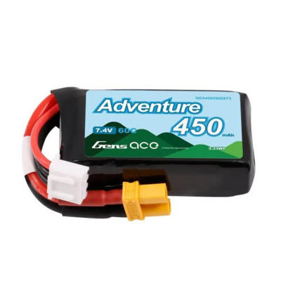 Gens Ace Adventure 450mah 2s1p 7.4v 60c Lipo Battery Xt30 - 4502S60XT3