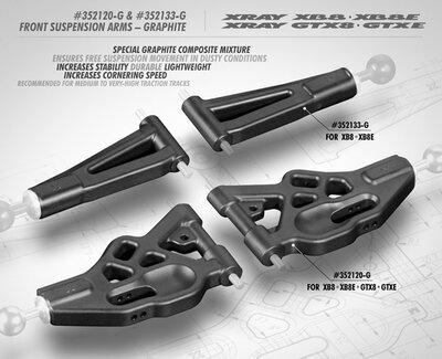 Xray Xb8 Front Upper Arm - Graphite - 352133-G