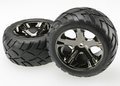 TRX3773A Tires & wheels, assembled, glued (All Star black chrome whee
